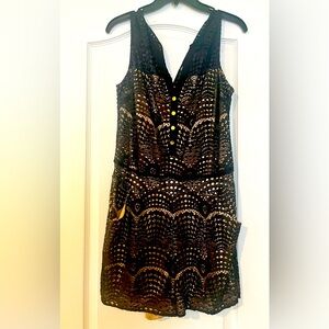 Ladies Black & Gold Lace Shorts Romper, Cache Brand & Size Medium